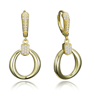 MINET Elegantné pozlátené strieborné náušnice so zirkónmi JMAS0323GE00