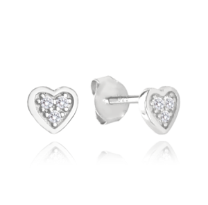 MINET Stříbrné náušnice SRDÍČKA s bílými zirkony JMAN0405SE00
