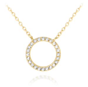 MINET Pozlátený strieborný náhrdelník s bielymi zirkónmi JMAN0140GN45