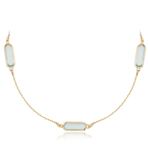 MINET Elegant gold necklace with light blue cubic zirconia Au 585/1000 2,90g JMG0156AGN48