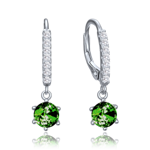 MINET Elegant silver earrings with green and white zircons JMAS0333ZE00