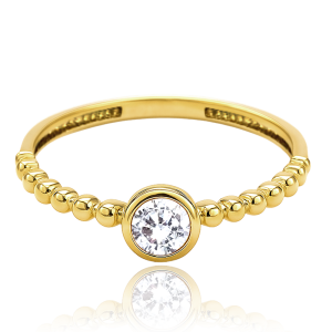 MINET Luxury gold ring with white zircon Au 585/1000 size 57 - 1.35g JMG0243XGR17
