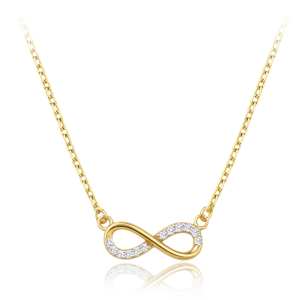 MINET Elegantný zlatý náhrdelník s bielymi zirkónmi Au 585/1000 1,85 g JMG0266WGN43