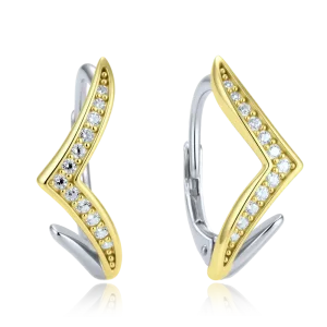 MINET Elegant Two-Tone Silver Earrings with White Zirconia JMAS0362BE00