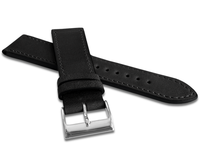 LAVVU LSZUB20 Čierny prešívaný remienok SLIM z luxusnej kože Top Grain - 20 mm