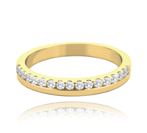 MINET+ Gold plated silver wedding ring with white cubic zirconia size 52 JMAN0444GR52