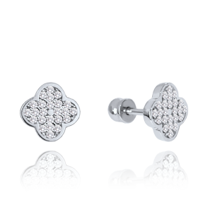 MINET Elegant white gold screw earrings with white cubic zirconia Au 585/1000 1,50g JMG0081WSE00