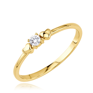 MINET Subtle gold ring with zirconia and hearts, 585/1000 gold, size 55 – 1.35 g JMG0365WGR55
