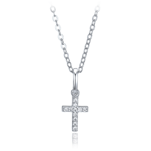 MINET Silver necklace with small cross and zircons JMAN0667SN45