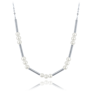 MINET Strieborný náhrdelník s prírodnými perlami JMAS7059SN42