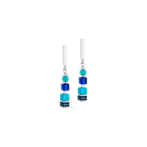 Wave Precious Flow silver-teal COEUR DE LION earrings 3046/21-0607