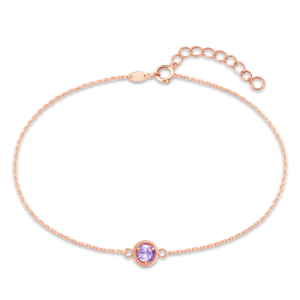 MINET Jemný náramok z ružového zlata s fialovým zirkónom Au 585/1000 0,75 g JMG0318FRB16