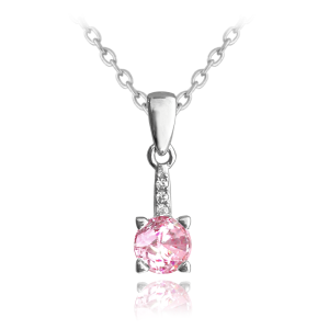 MINET Elegantný strieborný náhrdelník s ružovým zirkónom JMAS0150PN45