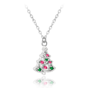 MINET Vánoční stříbrný náhrdelník CHRISTMAS TREE JMAS8044SN42