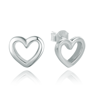 MINET Elegantní stříbrné náušnice srdce JMAS0234SE00
