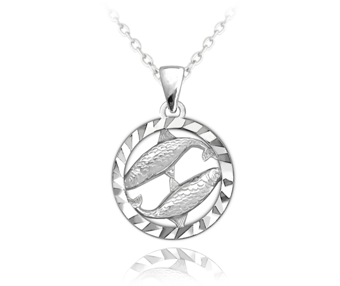 MINET Stříbrný náhrdelník Zodiac znamení RYBY JMAS9403SN45