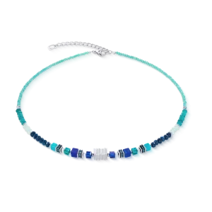 Wave Precious Flow silver-teal COEUR DE LION necklace 3046/10-0607
