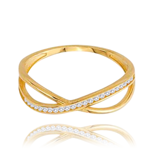 MINET Zlatý prsteň s bielymi zirkónmi Au 585/1000 veľkosť 61 - 1,55g JMG0096WGR61