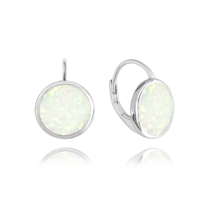 MINET Strieborné náušnice s bielymi opálmi JMAS0131WE00
