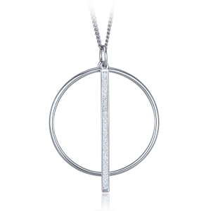 MINET Silver Necklace with a Circle and White Zirconia JMAS0338SN50