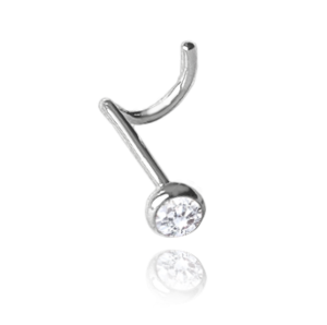 MINET Strieborný piercing do nosa s bielym zirkónom JMAN0406SE01