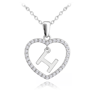 MINET Silver necklace letter in heart "H" with cubic zirconiaJMAS900HSN45