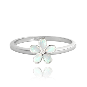 MINET Silver ring with white opals size 53 JMAD0043WR53