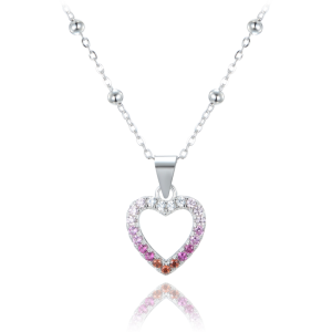 MINET Silver heart necklace with cubic zirconia in red shades JMAS0235CN45