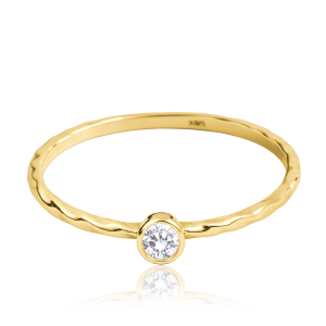 MINET Subtle gold ring with white zircon Au 585/1000 size 48 - 0.60g JMG0350WGR48