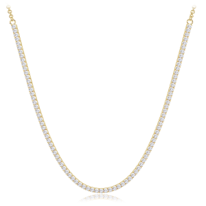 MINET Pozlátený tenisový náhrdelník s bielymi zirkónmi JMAS0331GN45