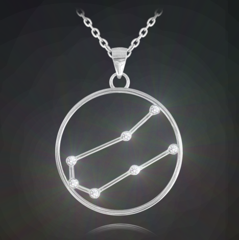 MINET Silver Necklace Stars Sign of the Twins Czech Crystal JMAS9506SN45