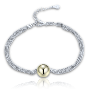MINET Elegant two-tone silver bracelet with three chains and a ball JMAS0302GB17