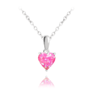 MINET Silver necklace with pink opal JMAS0138PN45