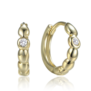MINET Elegant gold-plated silver hoop earrings with white zirconia JMAS0311GE00