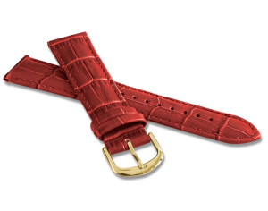LAVVU BSIGR14 Červený prešívaný remienok CROCO so zlatou sponou - 14 mm