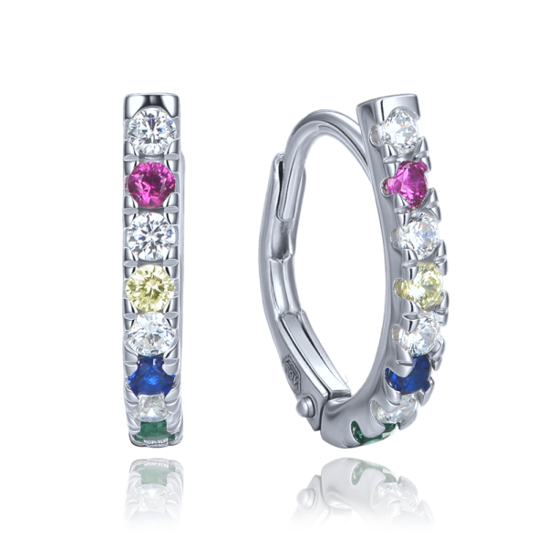 MINET Elegant silver earrings with multicolored zirconia stones JMAS0331ME00