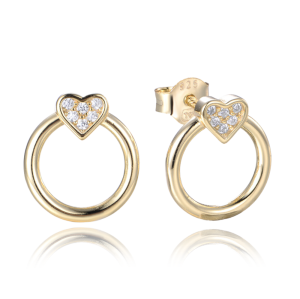 MINET Gold plated silver earrings RINGS with hearts JMAN0480GE00