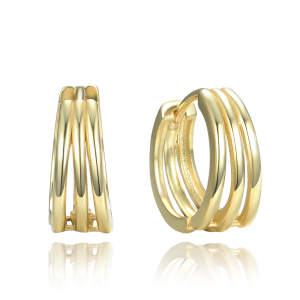 MINET Minimalist gold plated silver earrings triple rings JMAN0578GE00