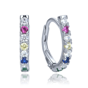 MINET Elegant silver earrings with multicolored zirconia stones JMAS0331ME00