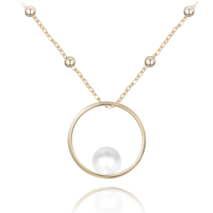 MINET Zlatý náhrdelník s prírodnou perlou JMG0153WGN4