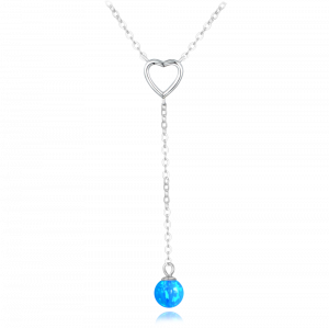MINET Strieborný náhrdelník visiaca guľa s modrým opálom a kubickými zirkónmi JMAS0242BN50
