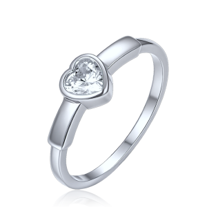 MINET Subtle silver heart ring size 58 JMAS0328SR58