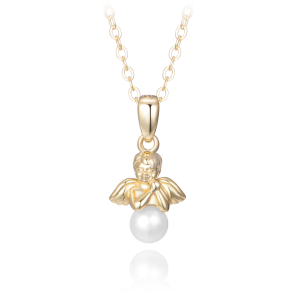 MINET Postriebrený anjelský náhrdelník s perlou JMAS7044GN38