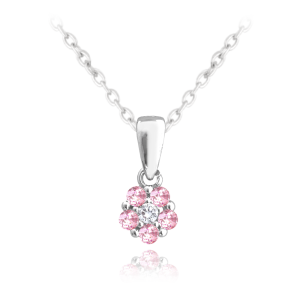 MINET Silver necklace with pink cubic zirconia JMAD0037PN38