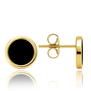 MINET JMG0304BGE00 Elegant gold earrings with onyx Au 585/1000 1.65 g