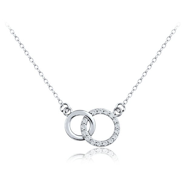MINET White Gold Necklace with Rings and White Zirconia, 585/1000 Au, 1.65 g, JMG0124WSN45