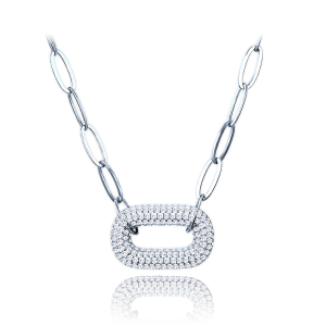 MINET Luxury silver necklace with white cubic zirconia JMAS0290SN45