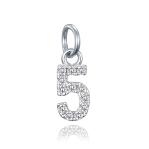 MINET Silver trailer numeral "5" inlaid with cubic zirconia JMAS9015SP00