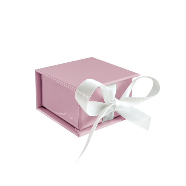 MINET XBJXPW1 Růžová magnetická krabička na šperky s bílou stuhou