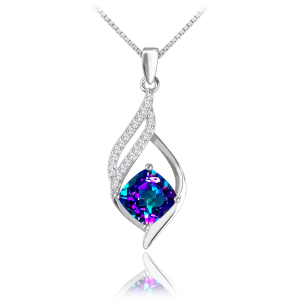 MINET Luxusný strieborný náhrdelník mystical natural CRYSTAL s bielymi zirkónmi JMAS6000MN45